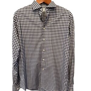 NWOT Eton, Mens Gingham Pattern Twill Shirt, Slim Fit, XL (43)